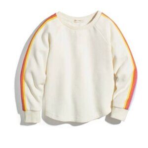 NWT Marine Layer Mini Girls Sz 6 Cream Crew Sweatshirt Rainbow Stripe Cotton